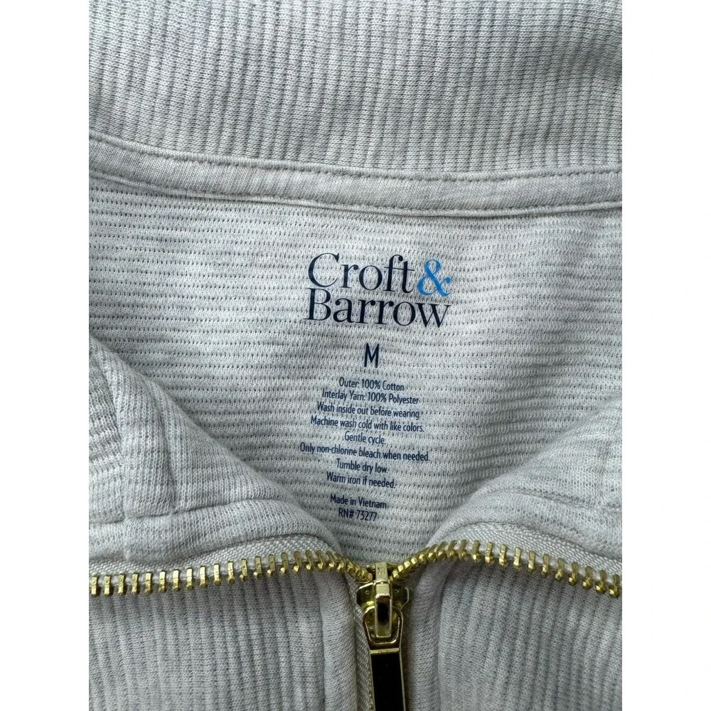 Women's Croft & Barrow Sweater Size Medium Grey Quarter Zip Pullover Zip NWT